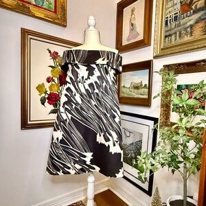 Halston Heritage Black and White Off-Shoulder Dress